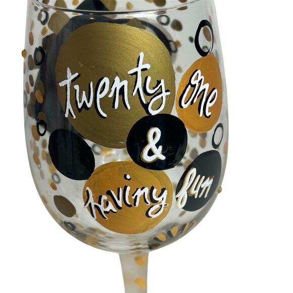 Lolita "21 & Having Fun" Hand-Painted Wine Glass 15 oz Birthday Gift - Picture 5 of 13